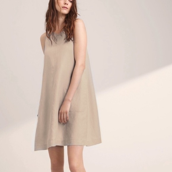 Wilfred vegan suede tan trompette dress XS - Picture 1 of 12